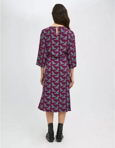 Compania Fantastica Dinosaur Print Midi Dress With Front Tie Detail 4