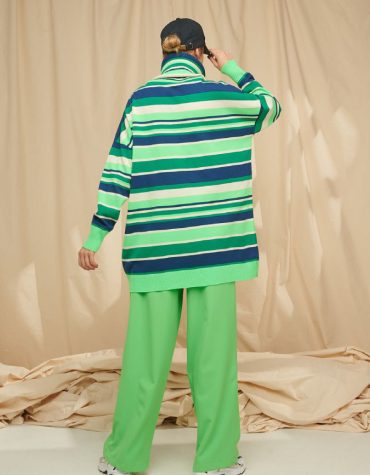 Karavan Lana Classic Turtleneck Sweater Striped Green 1