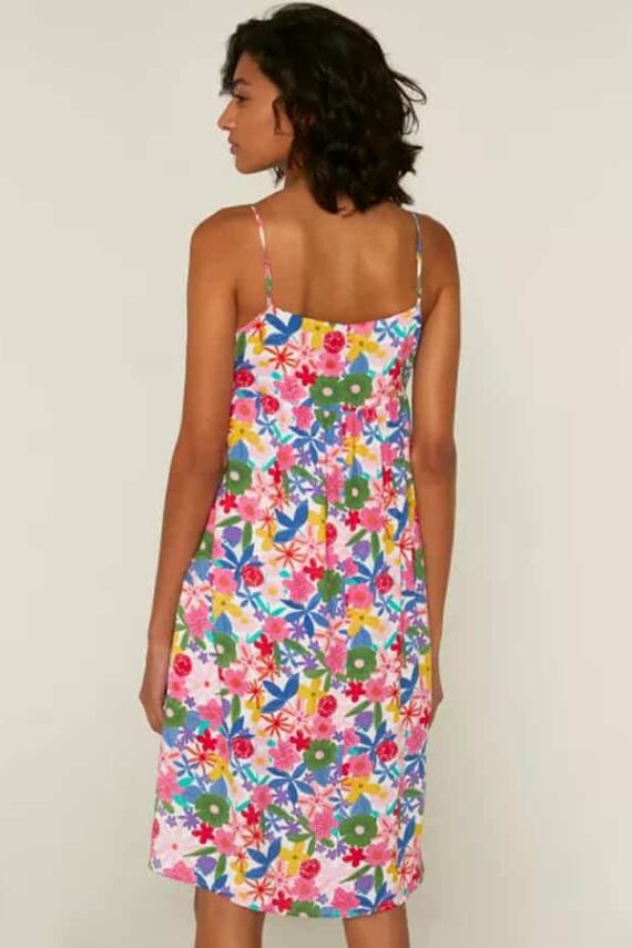 Compania Fantastica Multicoloured Floral Print Strappy Dress With Square Neckline 1