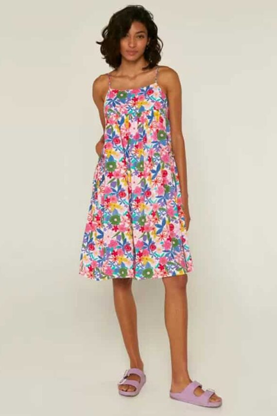Compania Fantastica Multicoloured Floral Print Strappy Dress With Square Neckline 3