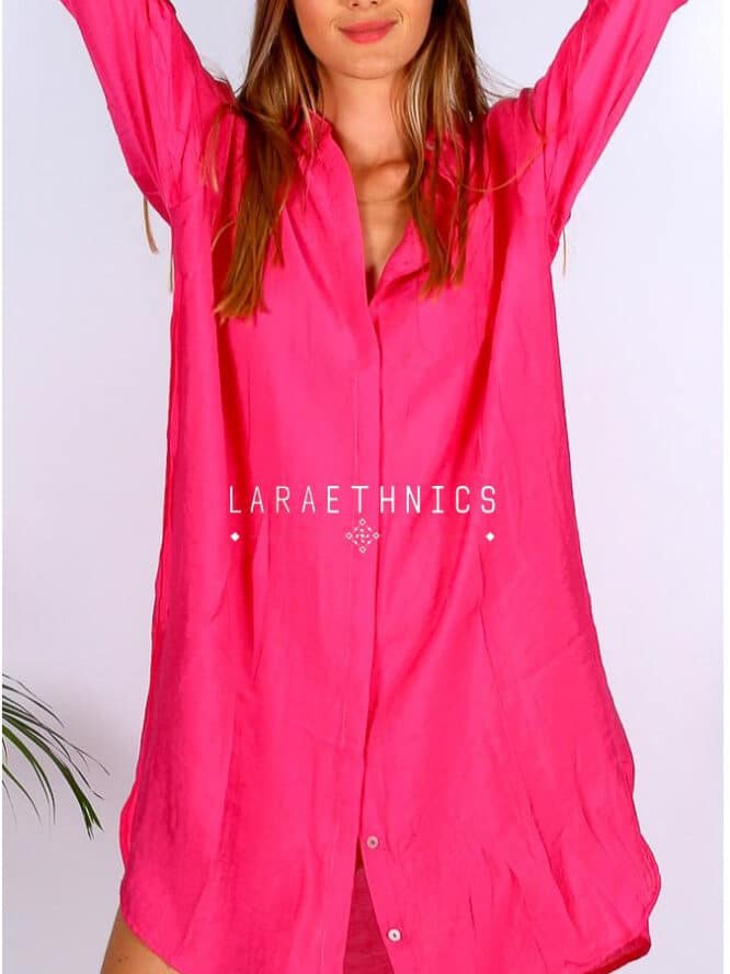 LARA ETHNICS Long Shirt With Long Sleeves Flama Framboise 5