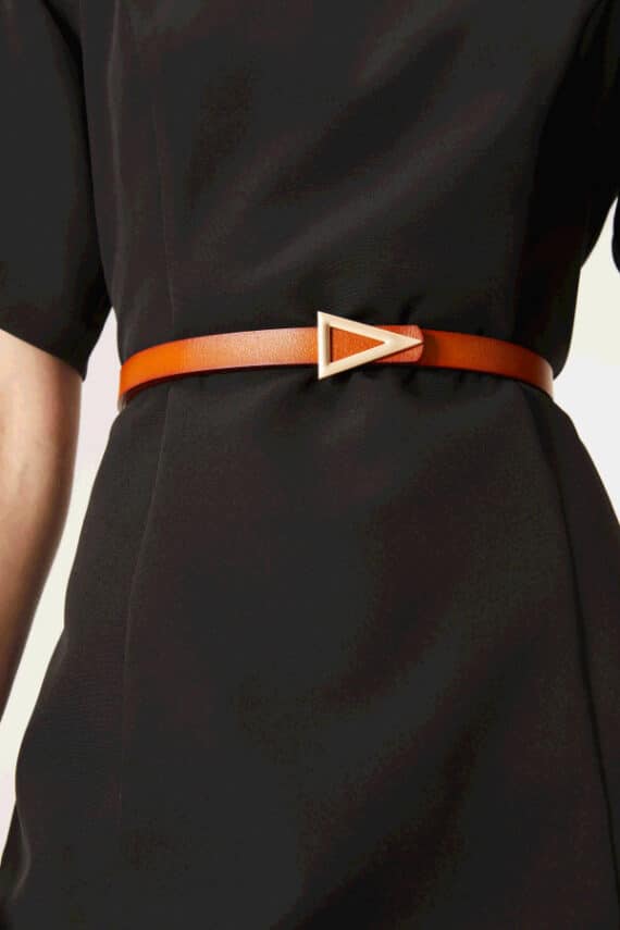 Compania Fantastica Orange Leather effect Slim Belt With Triangle Buckle 1