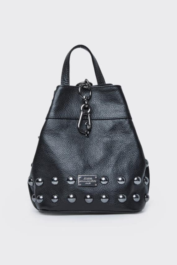 ELENA ATHANASIOU Black N Metal Mini Backpack Silver 6