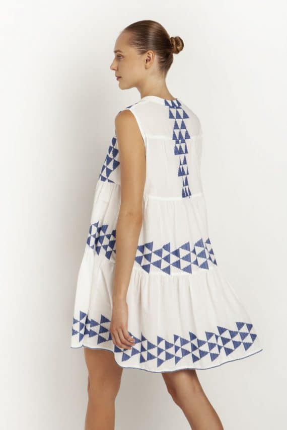 GREEK ARCHAIC KORI Arrow Mini Dress White