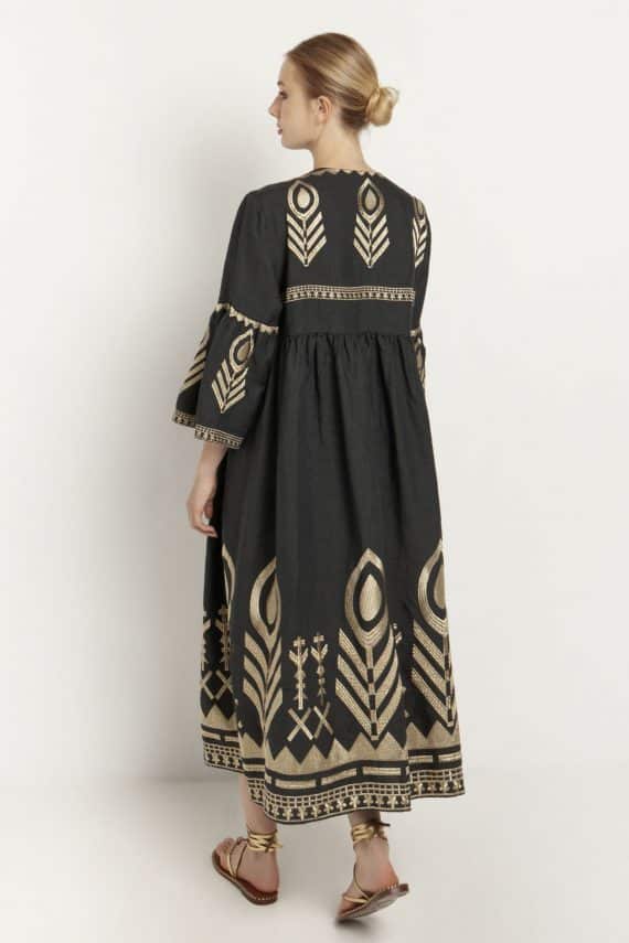GREEK ARCHAIC KORI Feather Dress Charcoal