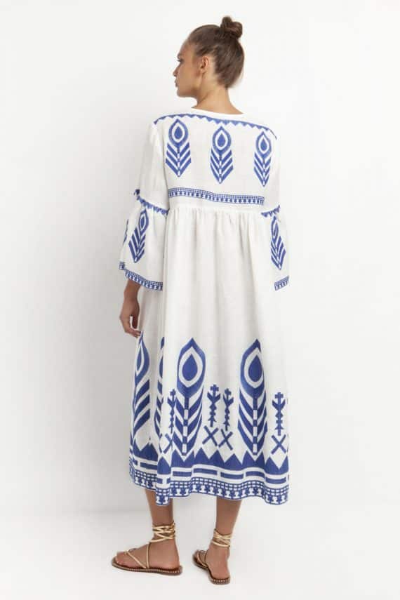GREEK ARCHAIC KORI Feather Dress White