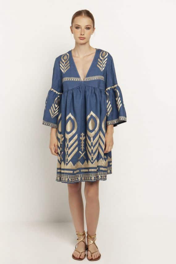 GREEK ARCHAIC KORI Feather Mini Dress Indigo 2