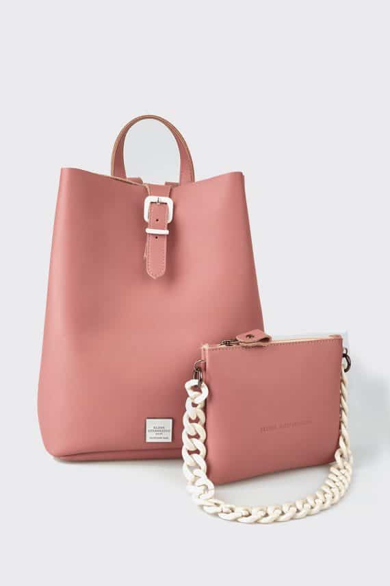 ELENA ATHANASIOU Chain Backpack Dusty Pink 1