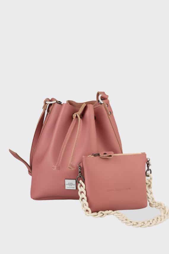 ELENA ATHANASIOU Chain Pouch Bag Dusty Pink 1