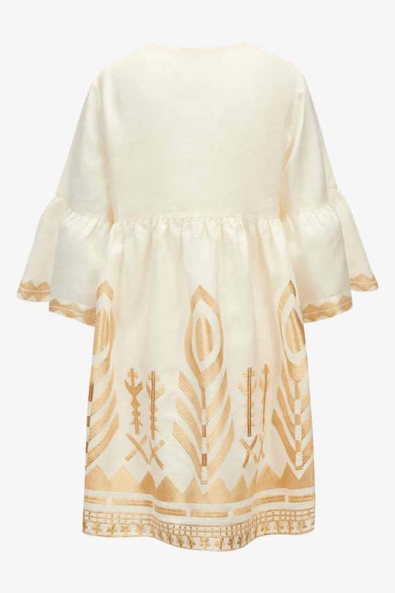 GREEK ARCHAIC KORI Embroidered Long Sleeves Feather Mini Dress White 10