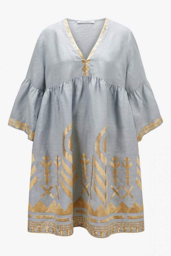 GREEK ARCHAIC KORI Embroidered Long Sleeves Feather Mini Dress White 6
