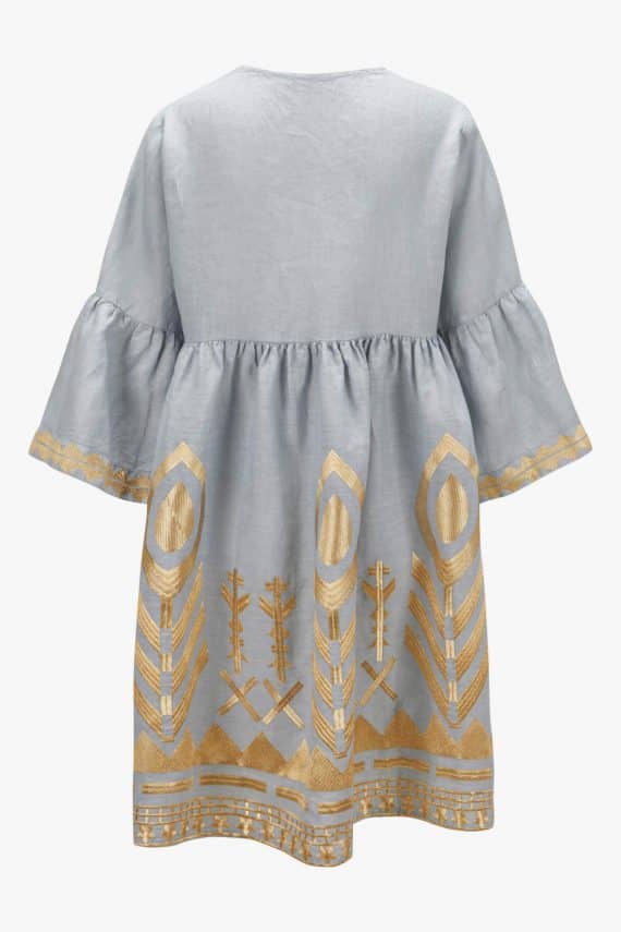 GREEK ARCHAIC KORI Embroidered Long Sleeves Feather Mini Dress White 7