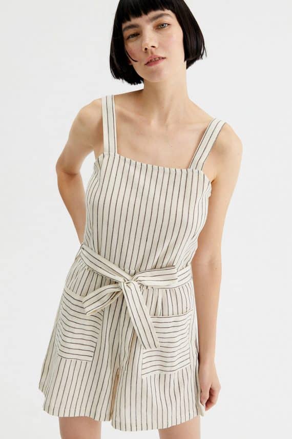 Compania Fantastica Stripe Print Playsuit With Straps And Belt 2