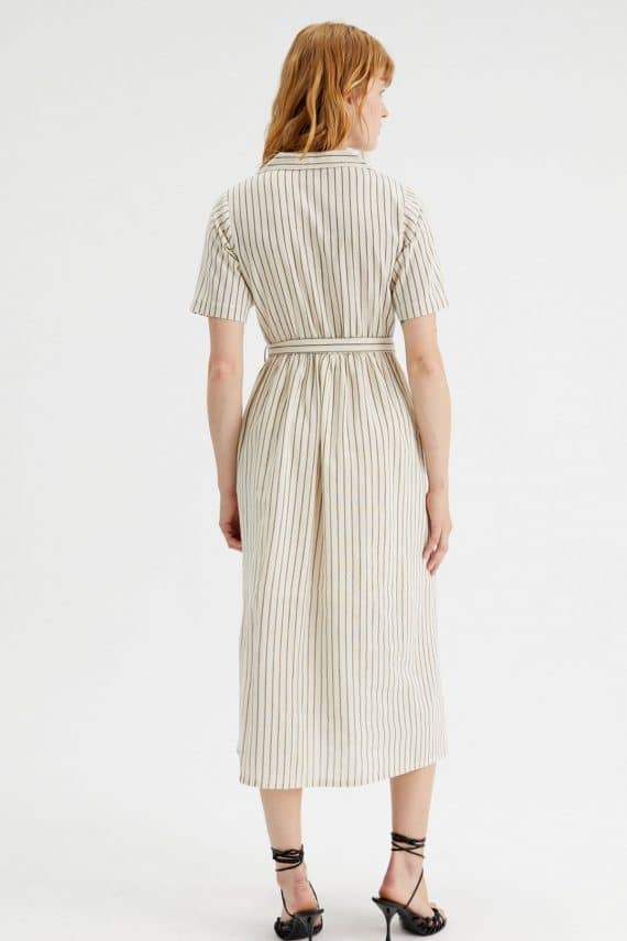 Compania Fantastica Stripe print midi shirt dress with belt 1