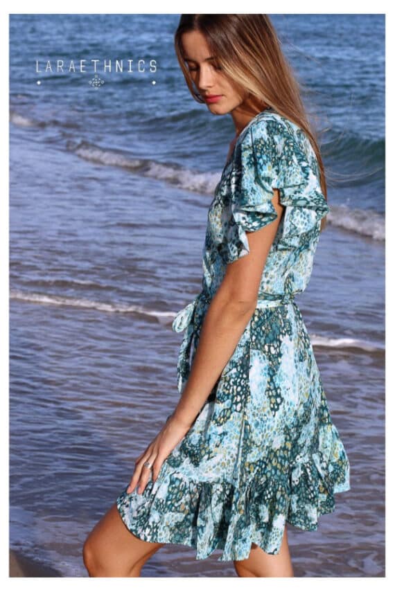 LARA ETHNICS Short Dress Kalyvia Savane Turquoise 3