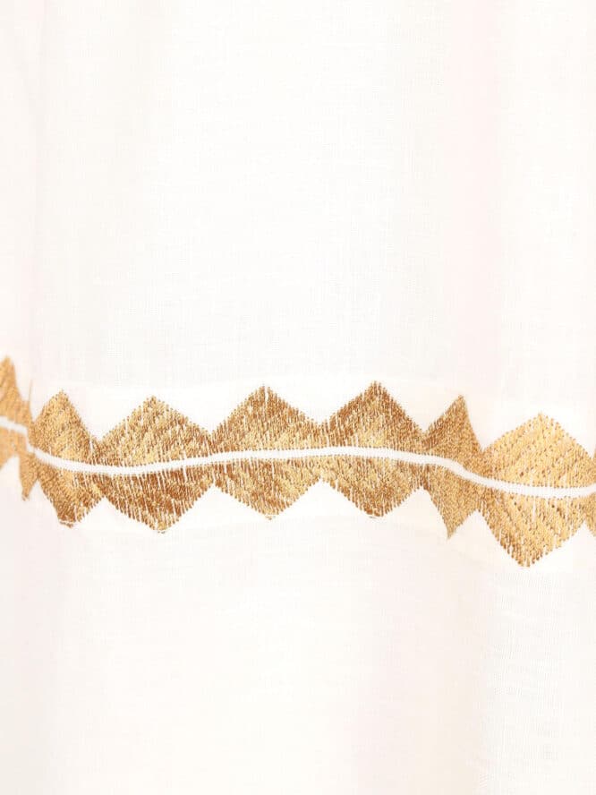 GREEK ARCHAIC KORI Embroidered Feather Maxi Dress White 1