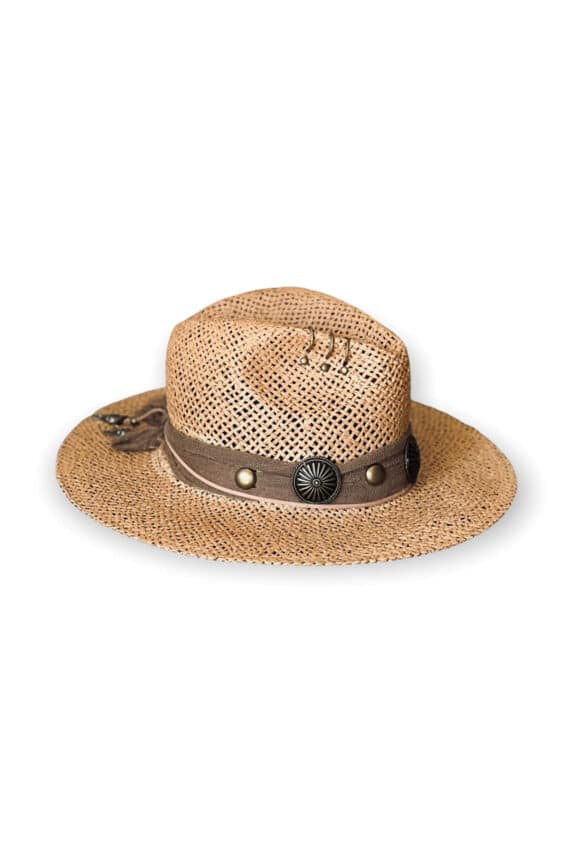 KAMAR Brown Fedora hat with brown ribbon and buttons 4