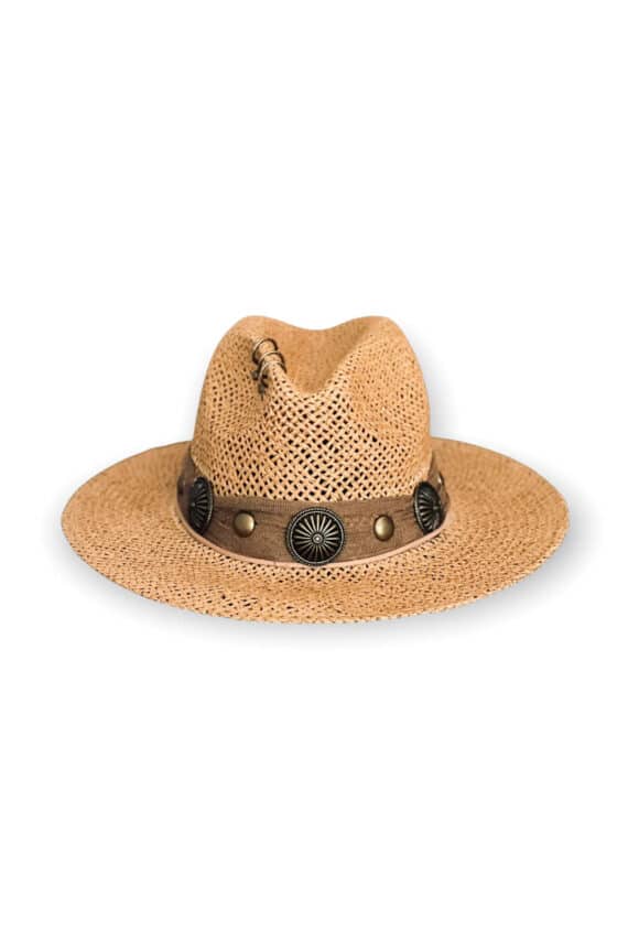 KAMAR Brown Fedora hat with brown ribbon and buttons