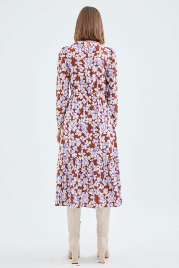 Compania Fantastica Midi flared dress with flower print