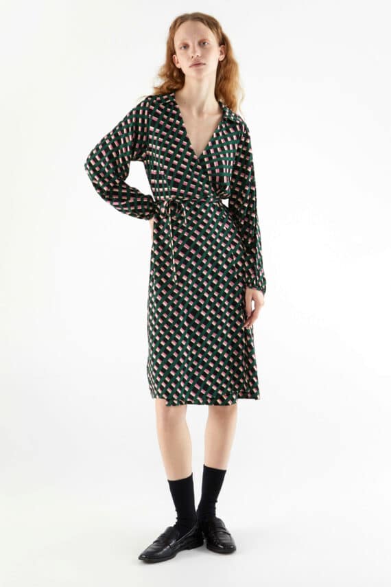 Compania Fantastica Midi Dress With Geometric Print And A Crossed Design 2