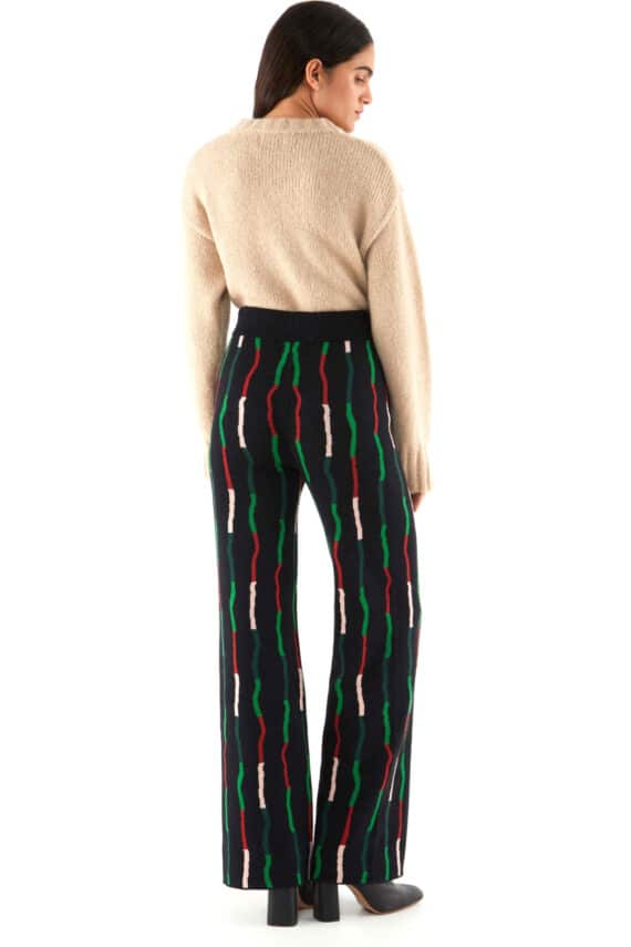 Compania Fantastica Straight Long Knit Pants With Striped Print 3